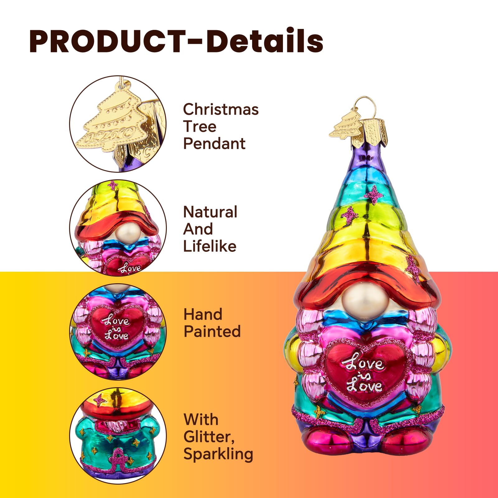 Wichtel-Weihnachtsbaumschmuck,Handgeblasenes Glas-Weihnachtsschmuck | Personalisierte Regenbogen Wichtel Ornament zum Aufhängen,Weihnachtsdekorationen für Gnome Liebhaber Geschenke