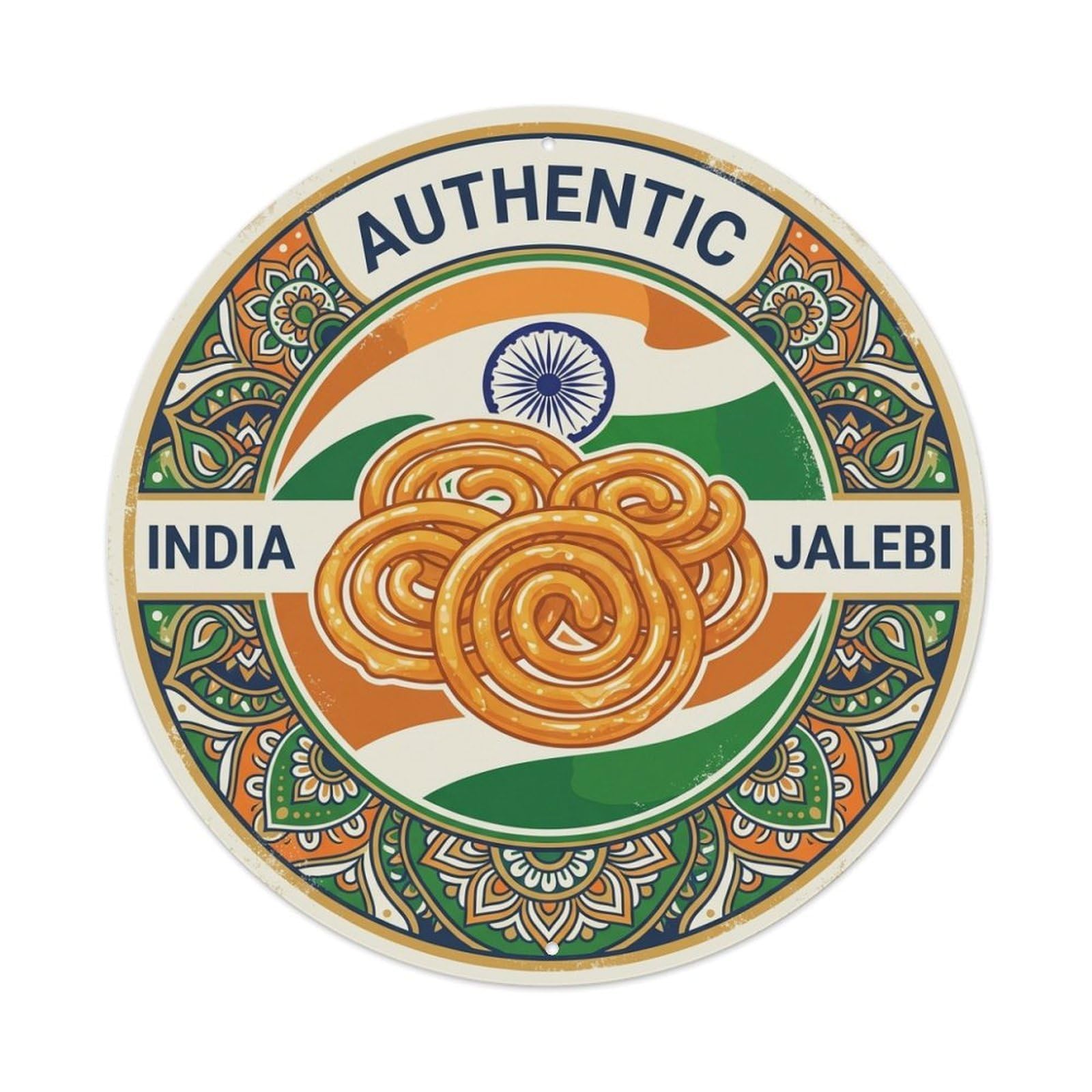 Olhnbad Style India Jalebi Travel Dessert Sweet Cuisine Metal Tin Sign