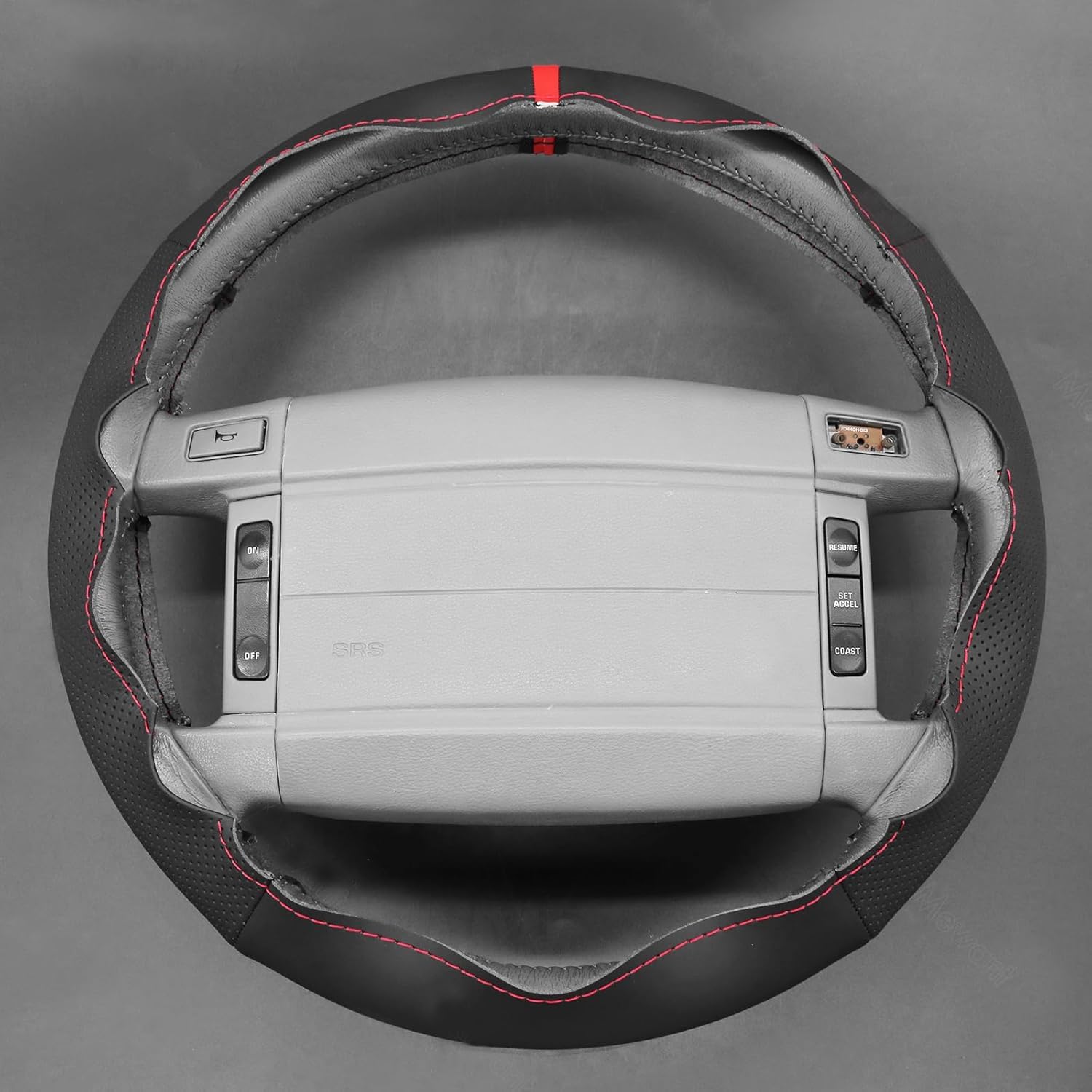 Black Genuine Leather OEM Steering Wheel Cover for Ford Mustang LX GT 1990 1991 1992 1993 Ford Bronco F-150/F-250/F-350 1992 1993 1994 1995 1996 Car Hand Stitched Interior Accessories
