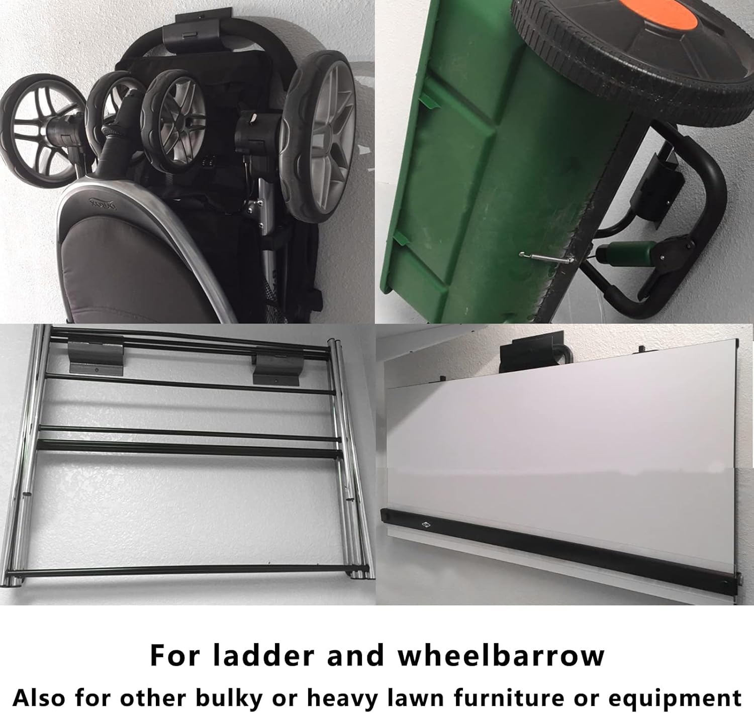 Heavy-Duty Ladder Hanger-Wall Mount Ladder Hooks for Storage-Wheelbarrow Hangers for Garage Wall-2 Pack - Image 5