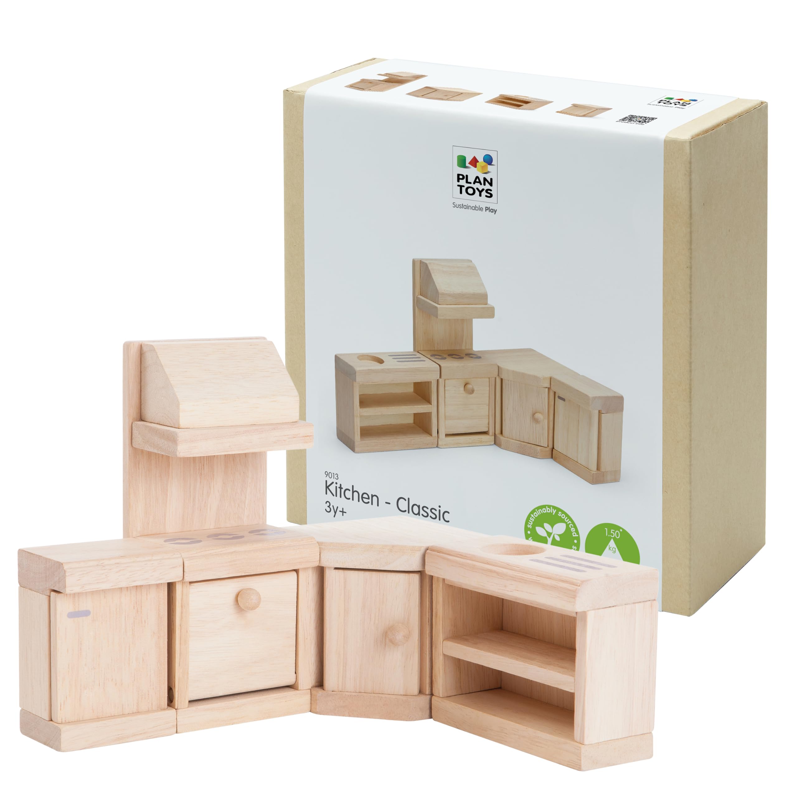 PlanToys® Kitchen Classic Set for Montessori Inspired Role Play | Pretend Cooking, Social Interaction and Practical Life Exploration | Eco Friendly