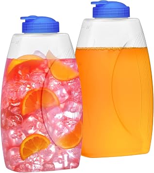 Fitly - 64-oz Plastic Pitcher 2-Pack, Unbreakable Water Pitcher with Lid, BPA-Free, Heat-Resistant, Dishwasher-Safe, Great for Both Iced and Hot Drinks, Indoors and Outdoors