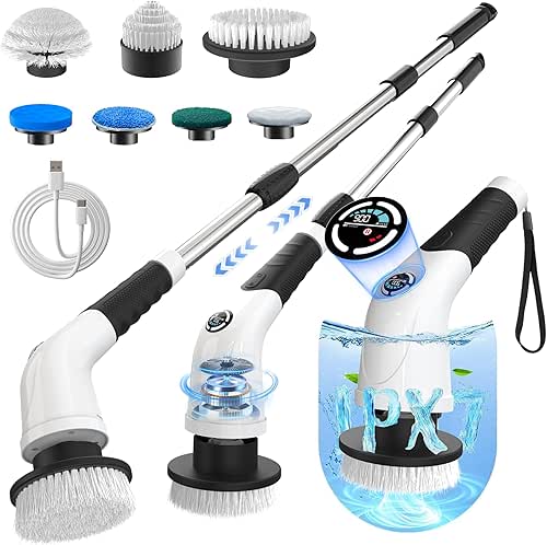 Electric Spin Scrubber, Cordless Cleaning Brush with 180 Min Runtime,