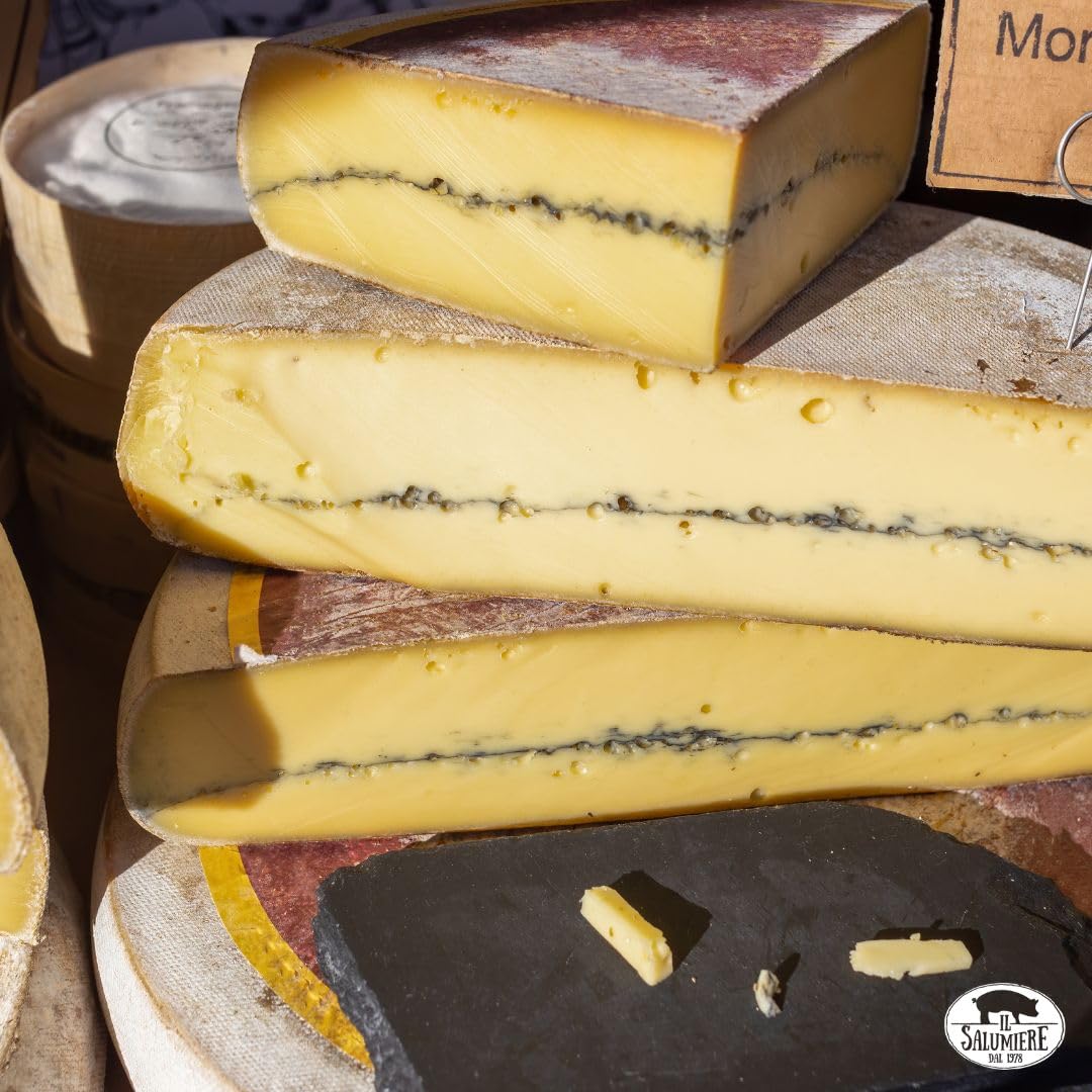 Morbier Französischer Käse 3-4 Monate MonS Gr. 400/500 SV - gewürzt - Molkerei Handwerk - Ausgewählt von Il Salumiere 1978