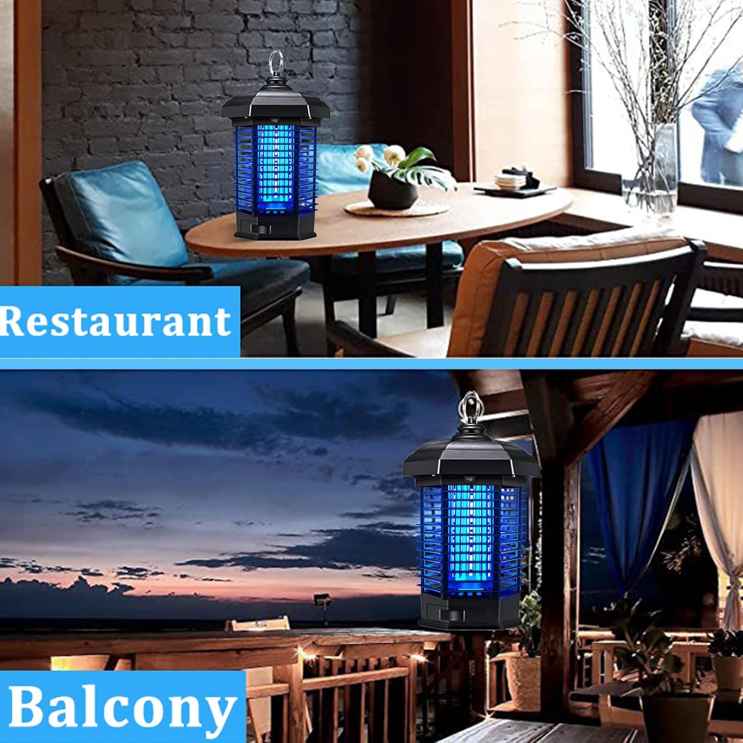 Bug Zapper Outdoor & Indoor, 4200V Electric Mosquito Killer with 15W Attracting Lamp, Waterproof Insect Trap for Yard, Home, Balcony & Garden