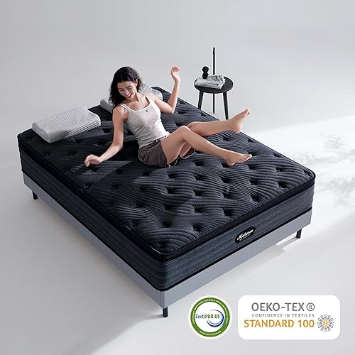 Miniatura 5 de Colchón Queen de espuma viscoelástica de gel refrescante de 12 pulgadas, colchón híbrido de firmeza media en una caja, sin fibra de vidrio, cubierta