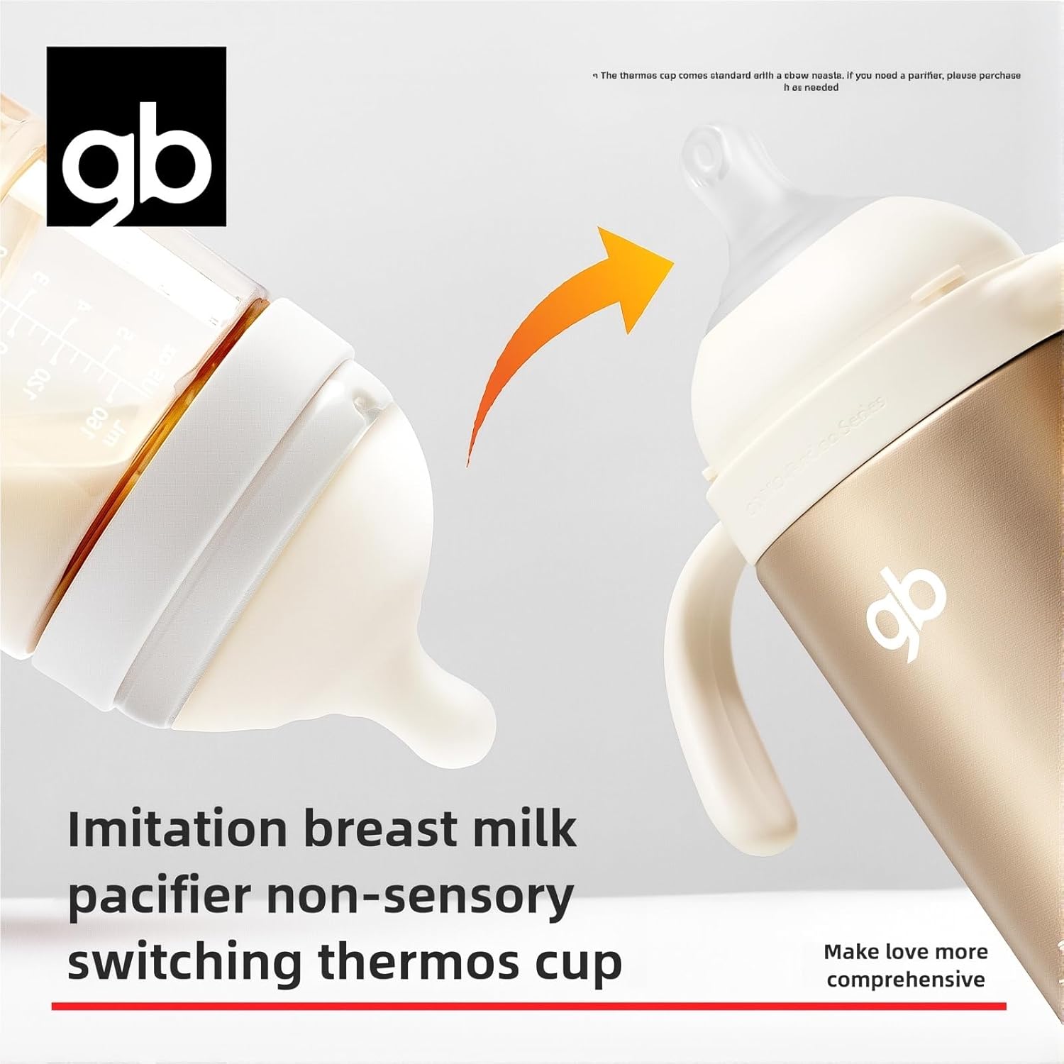 gb Ultra-Light Baby Stainless Steel Insulated Bottle with Breast-Like Pacifier, 5-Layer Insulation, Leak-Proof Vacuum Insulated Water Bottle with Handle, 300ml, for Infants & Toddlers