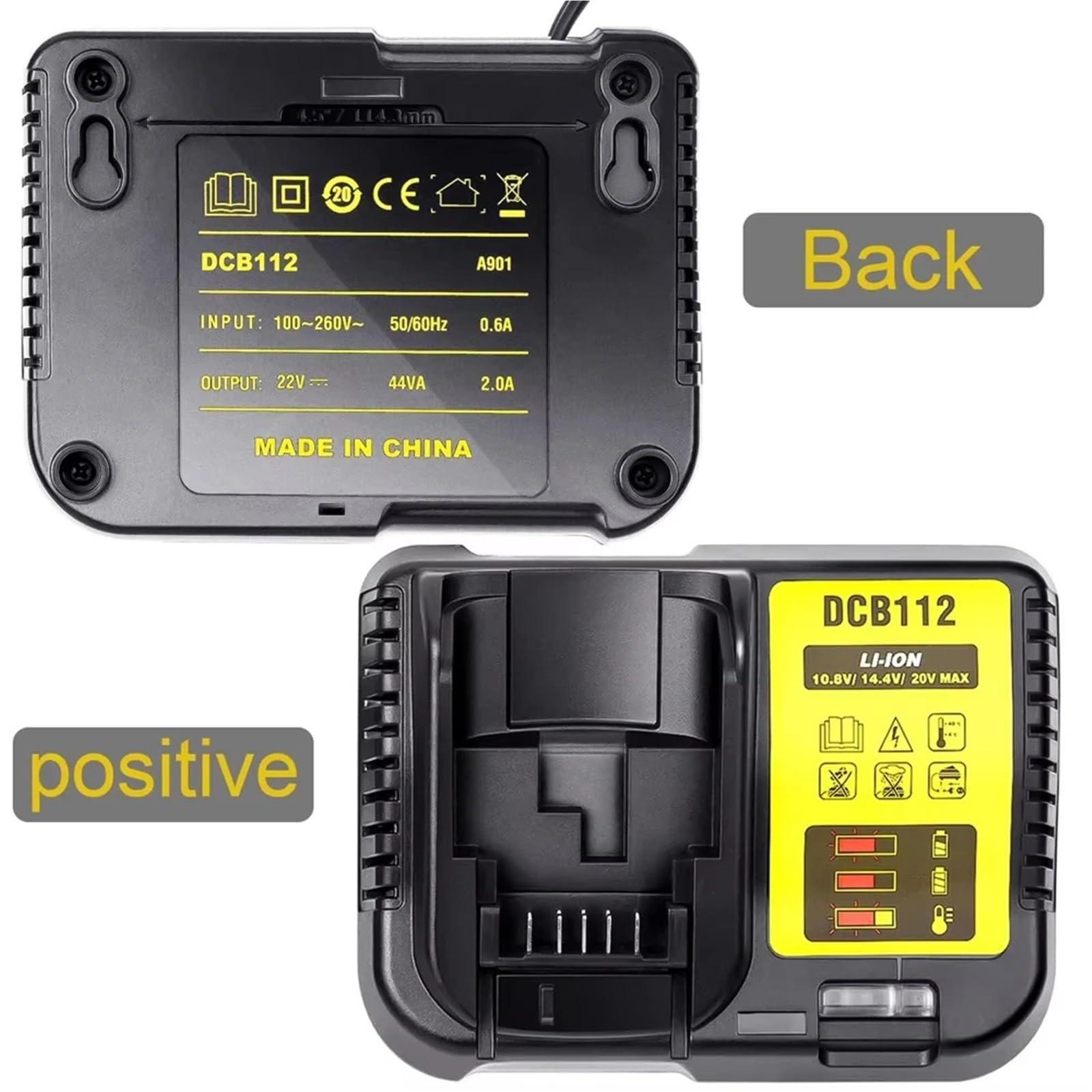 Caricabatterie Rapido DCB112 12V-20V Compatibile con - Dewalt Max Batterie agli Ioni di Litio DCB184 DCB200 DCB182 DCB180 DCB181 DCB112 DCB201(EU Plug)
