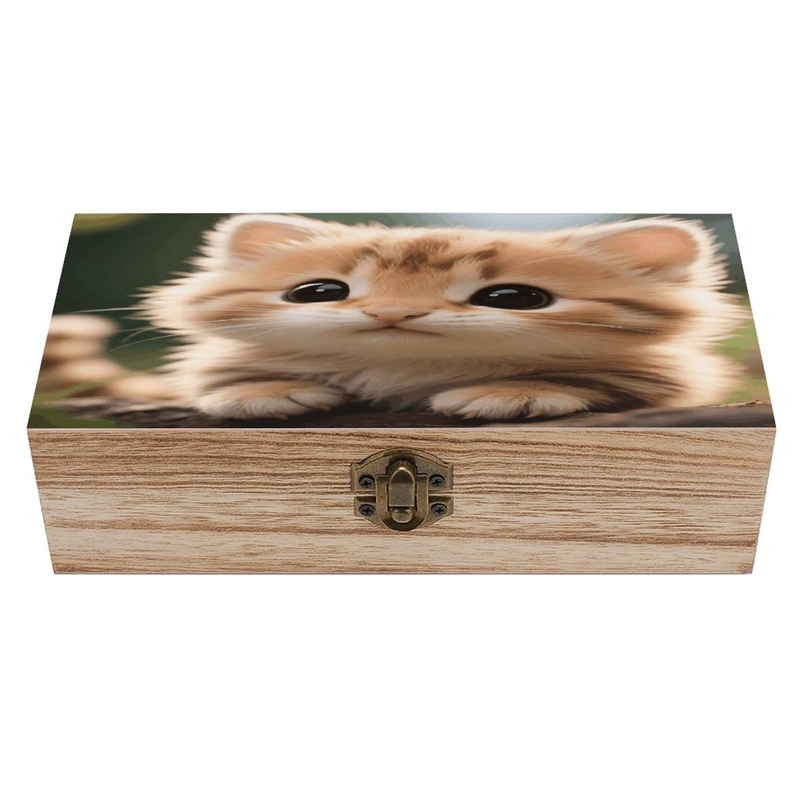 VstaDank Cute Animals Wooden Storage Box Vintage Wood Box with Lid Large Wooden Jewelry Boxes DIY Wood Gift Boxes Exquisite Jewelry Case Art Stash Keepsake Storage Case