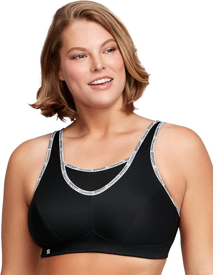 Glamorise Women's Full Figure No Bounce Plus Size Camisole Wirefree Back Close Sports Bra #1066