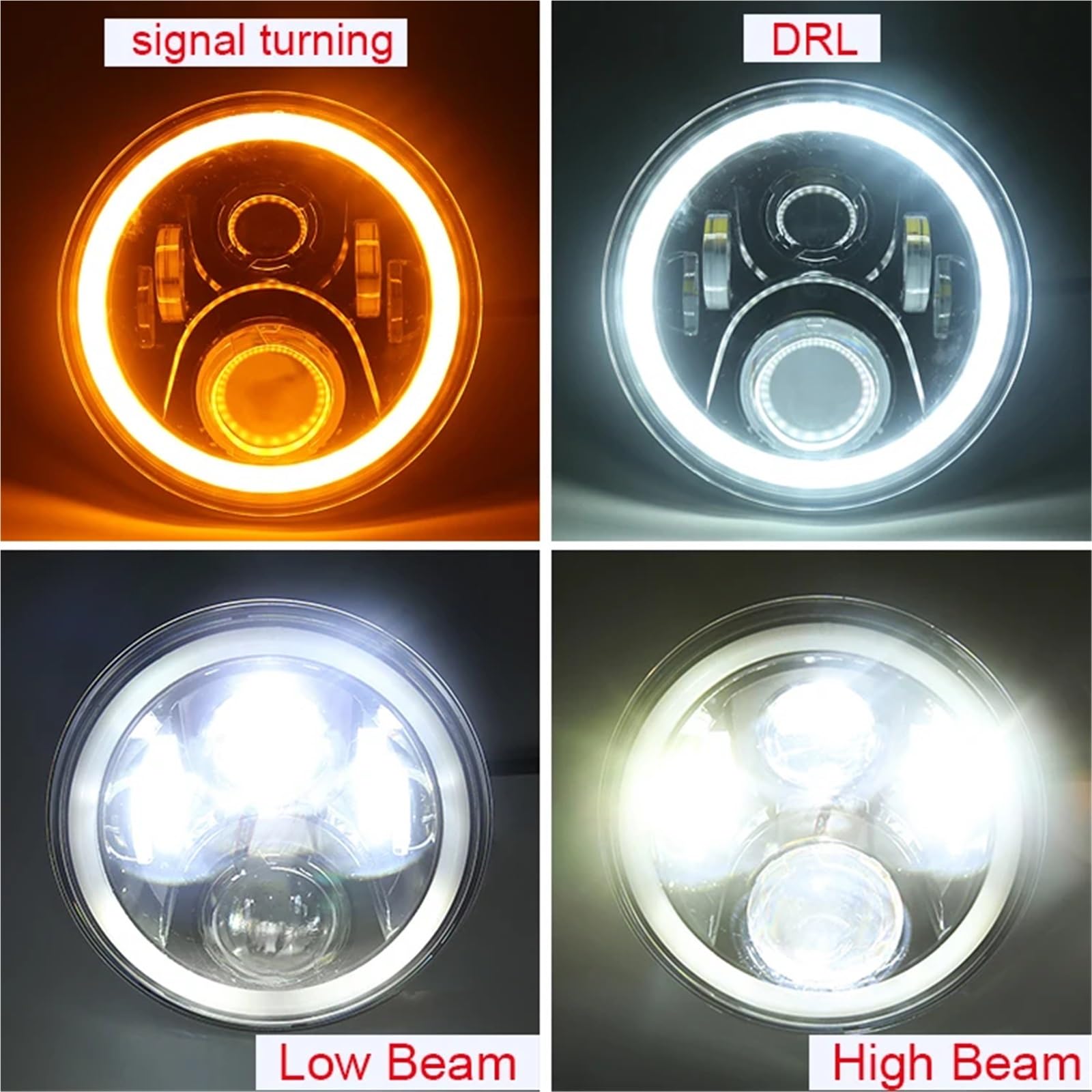 Luci Anteriori per Moto per Triumph per Scrambler 1200 per Speed ​​per Bonneville per Rocket III 7 Pollici Moto HA Condotto Il Faro del | Silve NO halo