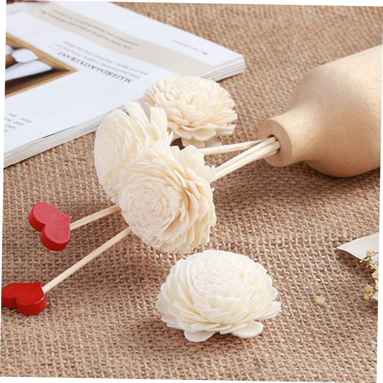 Amosfun 40stücke Rattan Aromastäbchen Für Ätherische Öle Duftstäbchen Raumdeko Und Aromatherapie Ersatz Für Diffuser Stilvolle Blüten-Designs Für Entspannende