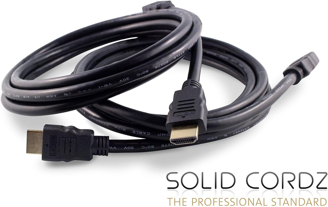2-PACK Solid Cordz 6ft 4k HDMI Cable with Ethernet and high quality gold-plated tips -Great for Xbox, PlayStation, 4k, and and more! [UPDATED 2017 EDITION]
