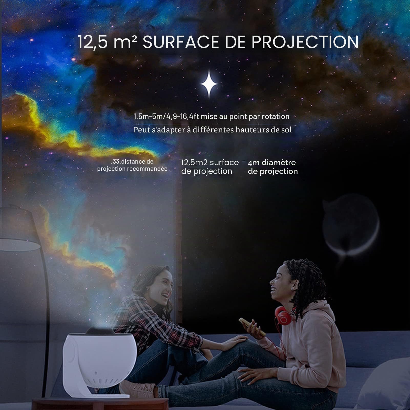 Projecteur D'étoiles, Veilleuse de Ciel Étoilé Réaliste, Lampe de Planétarium, Plus Grande Zone de Couverture, Projecteur de Lumières de Galaxie