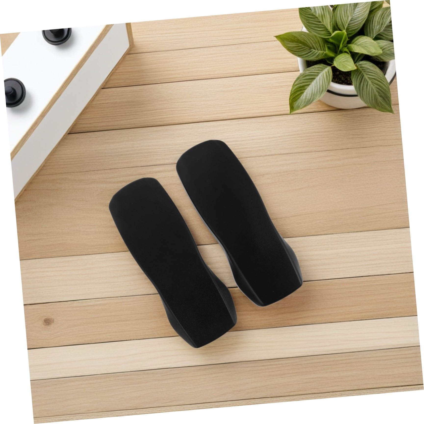 Almohadillas de Repuesto Distancia de Montaje 4 2 Piezas Reposabrazos de Silla PU Negro 26x9,2x2,5cm para Reposabrazos de Silla de Oficina