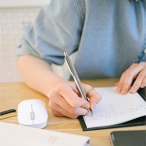 Miniatura 2 de LINFANC Paquete de 8 bolígrafos retráctiles de metal de alta calidad, punta media de 0.039 pulgadas, tinta negra para el hogar, escuela, trabajo,