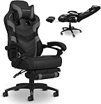 RESPAWN 110 Bonded Leather Gaming Chair with Lumbar Support, Padded Arms, Recline/Tilt Tension Controls, 275lb Max Weight, with Wheels for Computer/Desk/Office, Gray, Grey