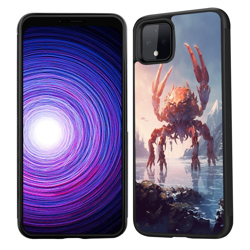 Black TPU Case Fits Google Pixel 4 XL with King Crab-aa5 Pattern Design Black Soft TPU Slim Fit Anti Scratched Protection Cover Case for Google Pixel 4 XL