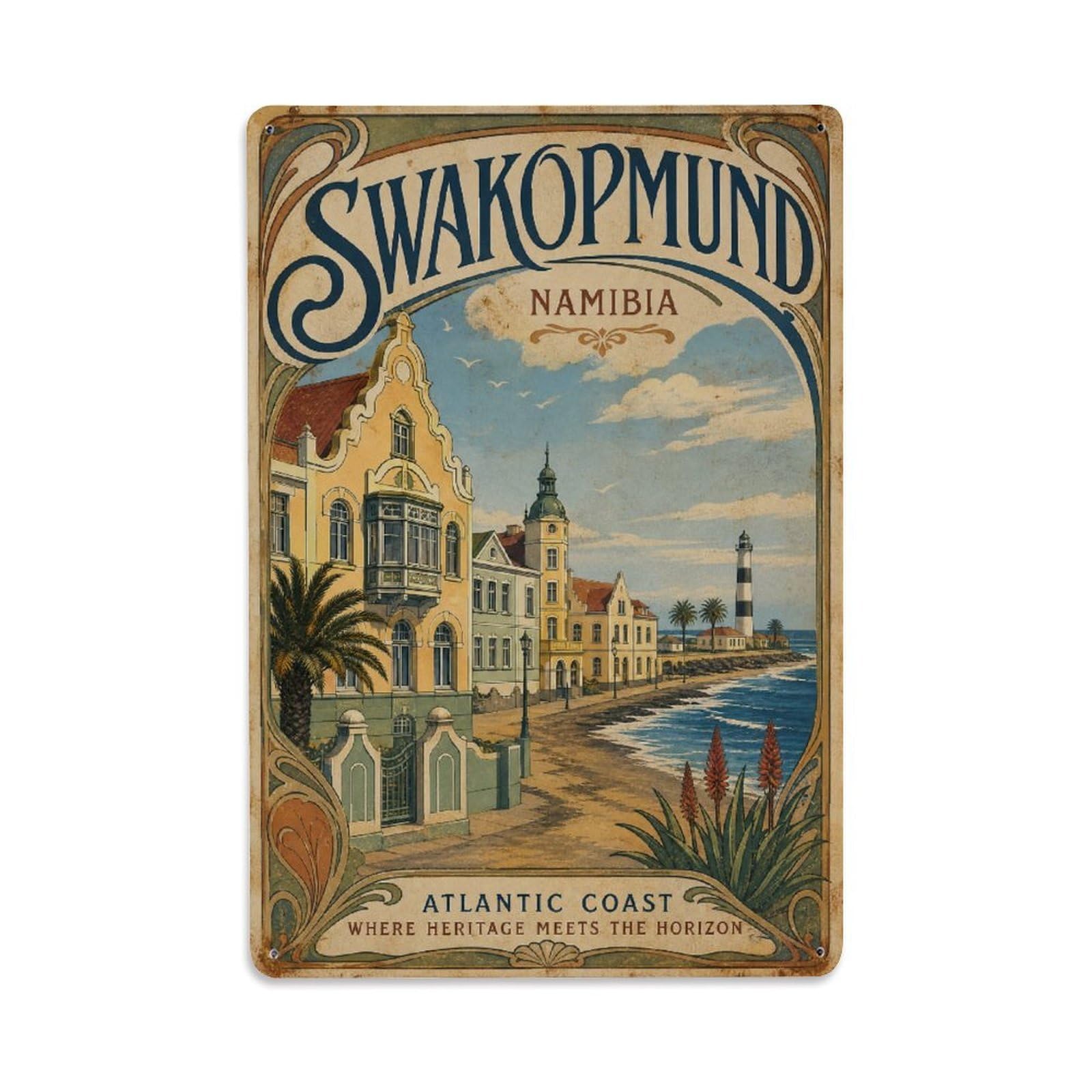 Gead 8X12inch Style Vintage Travel Namibia Swakopmund Metal Tin Sign