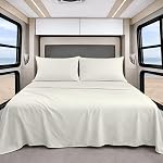 Shreem Linen Luxury 4 Piece Microfiber RV Sheet Set, Deep Pocket Fits Up to 10 inch, Soft, Wrinkle-Resistant, Camper, Travel Trailer Bedding, 3/4 Full Bunk 48x75, Dark Grey