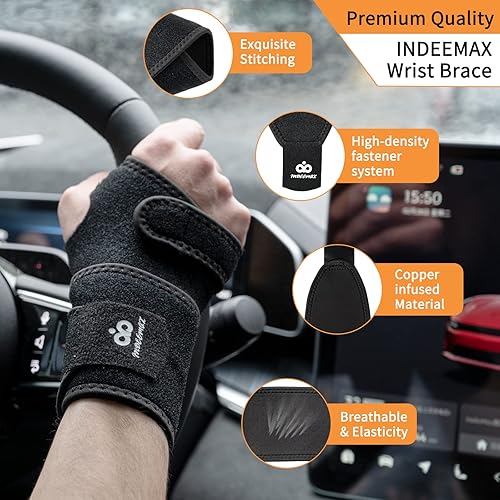 Miniatura 9 de INDEEMAX Paquete de 2 muñequeras de cobre para túnel carpiano, alivio del dolor, artritis, tendinitis, muñequeras ajustables de compresión para