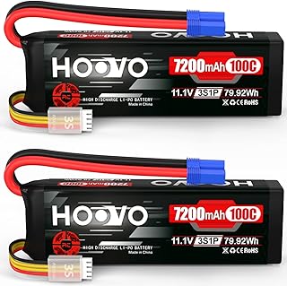 HOOVO 3S 11.1V LiPo Battery 7200mAh 100C RC Battery Softcase EC5 Plug for 1/10 & 1/8 Scale Vehicles VXL RC Cars Boats Planes Drones.