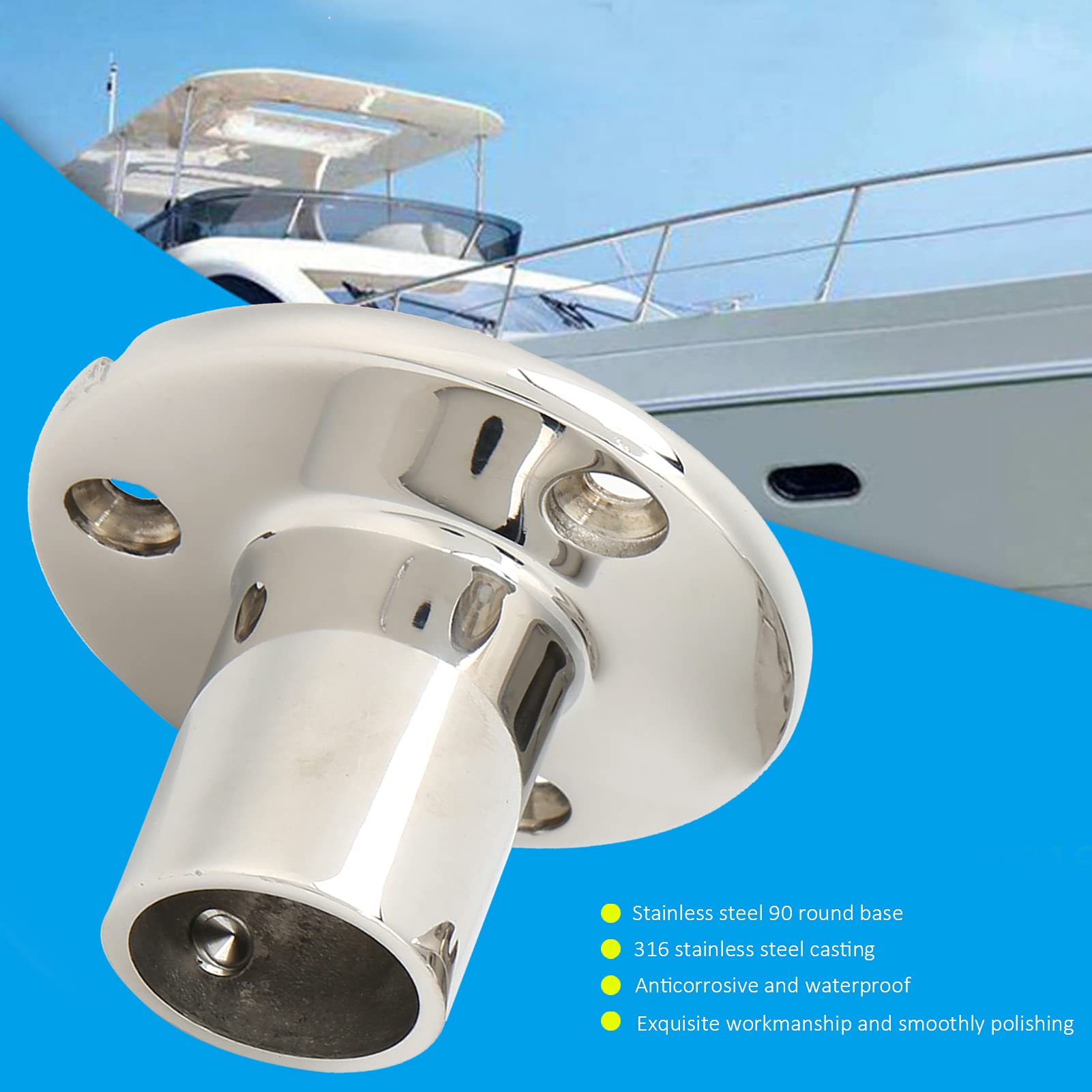 Base Rotonda per Corrimano per Barche a 90 Gradi, Ferramenta in Acciaio Inossidabile 316 Raccordo per Ringhiere per Barche Impieghi Gravosi Base Ringhiere Barche per Tutti I Linds of Yacht