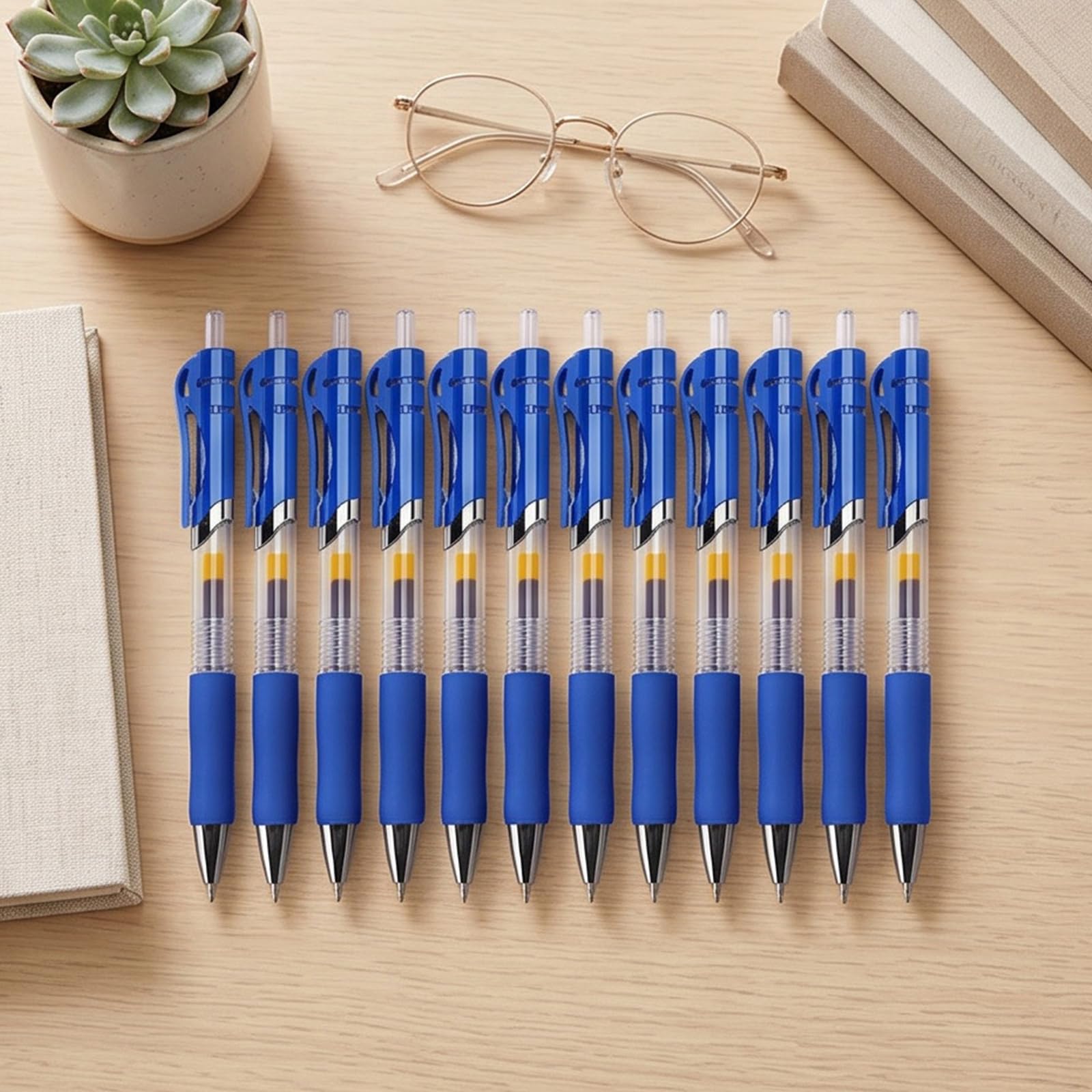 Gelschreiber, einziehbar, 15 Stück, hohe Kapazität, mittlere Spitze, 0,5 mm, weicher Griff, für Schule, Büro