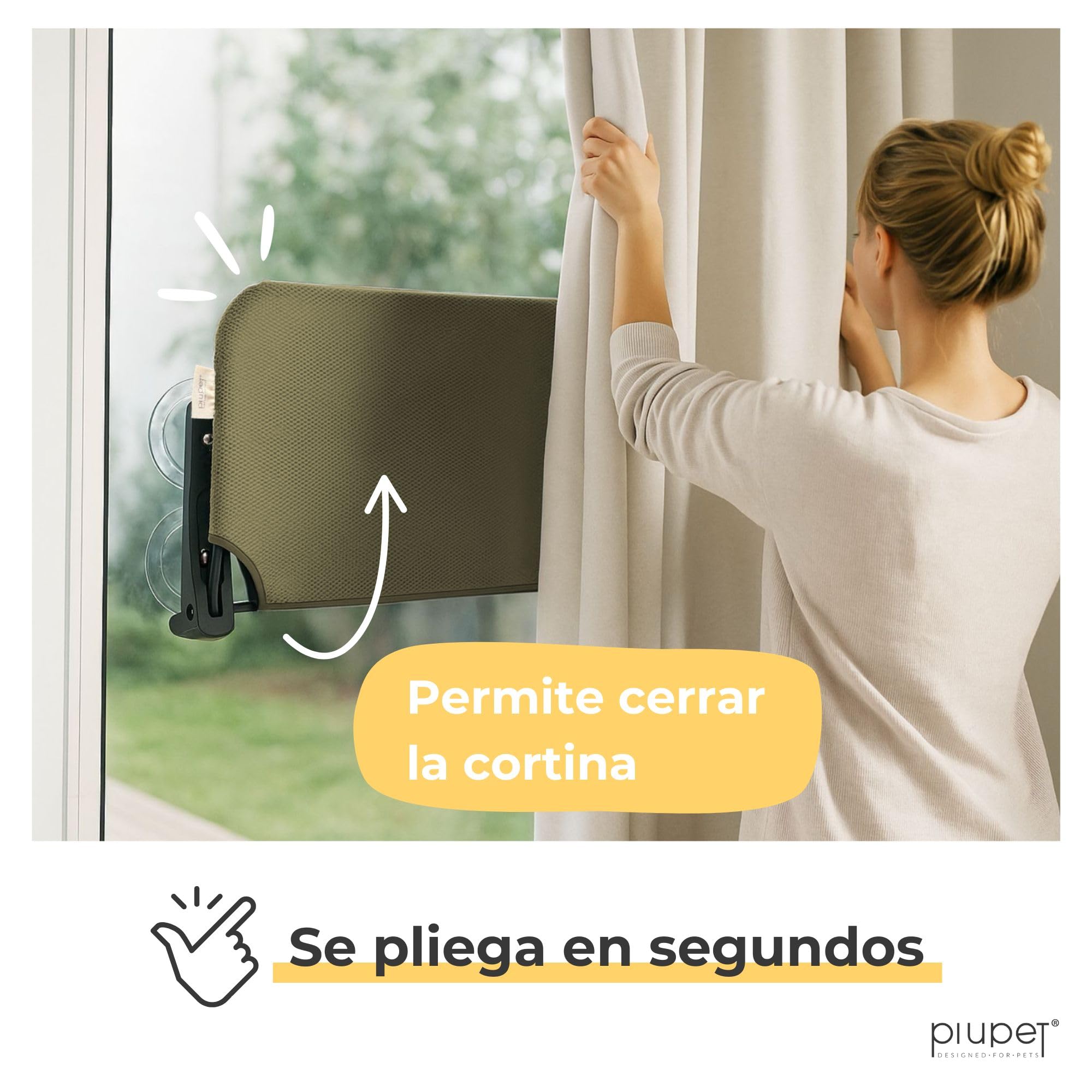 PiuPet® Hamaca gato ventana - Cama colgante para gatos con ventosas fuertes y marco de acero I Hamaca plegable y reversible 2 en 1 para verano e invierno I Cama gato grande hasta 20 kg (verde, grande)