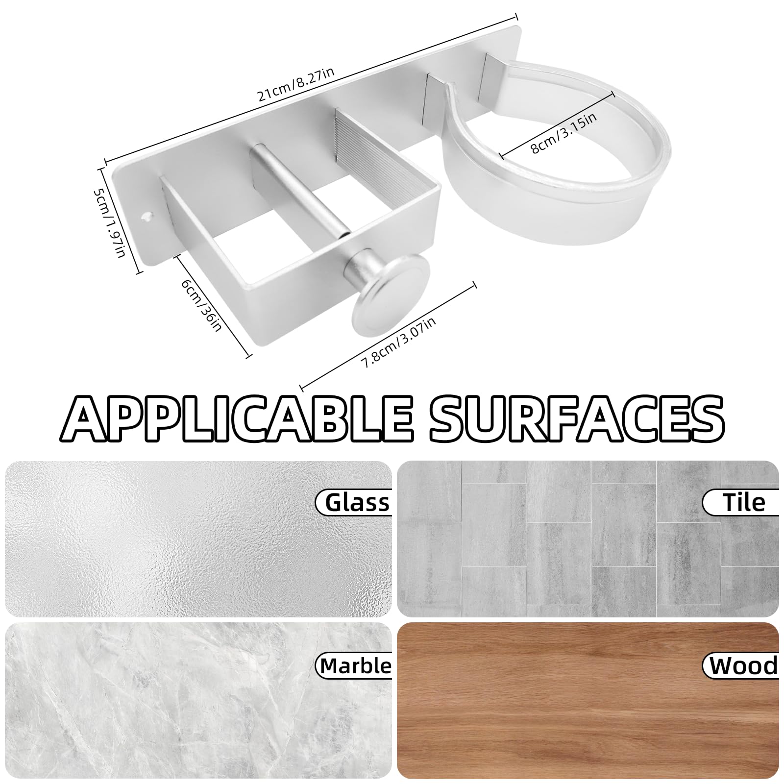 Soporte para secador de pelo, secador de pelo montado en la pared y soporte para alisador, organizador de herramientas adhesivas para el cuidado del cabello para baño, soporte de aluminio para