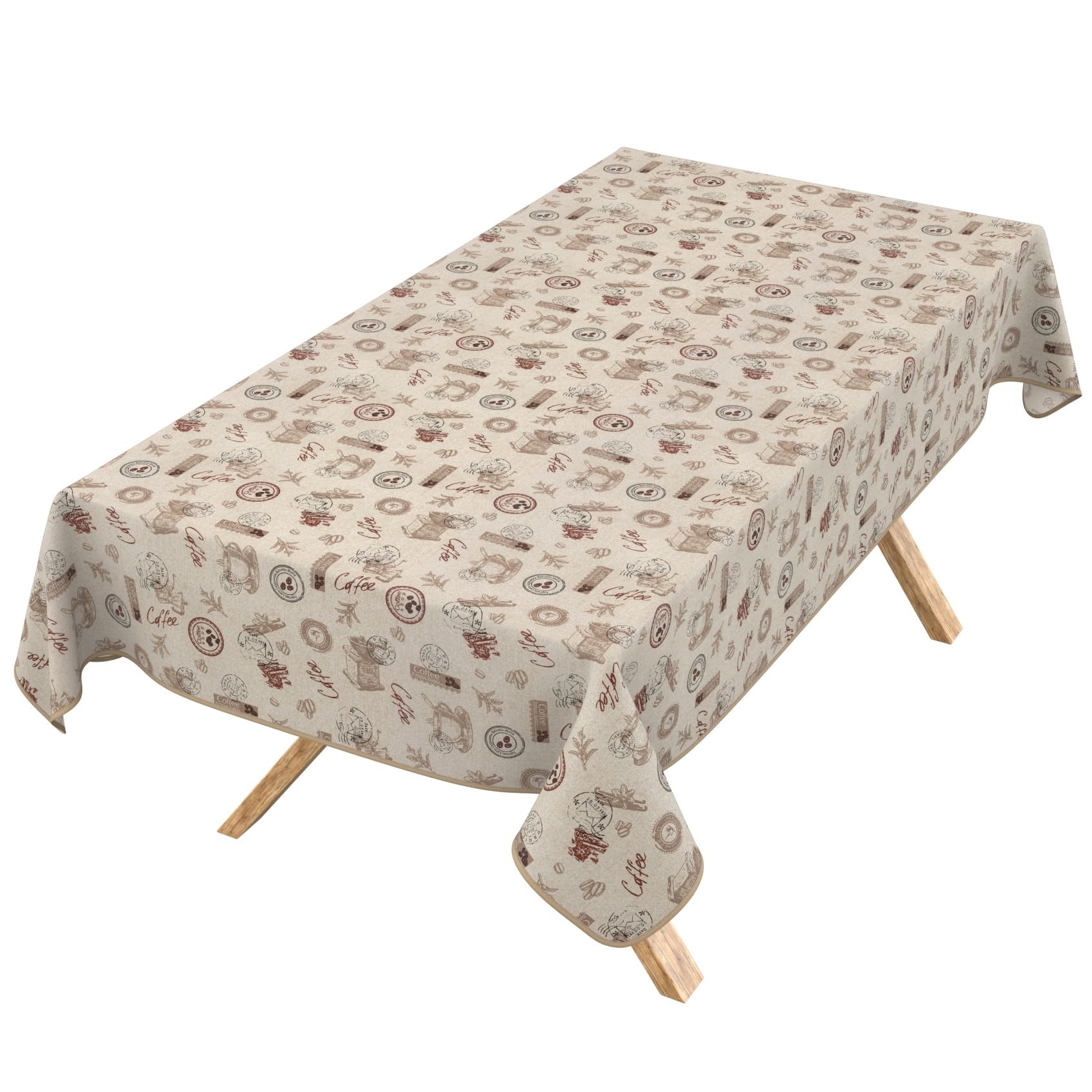 ANRO Nappe enduite Tasses à café avec Ourlet 240x140 cm Anti-Taches
