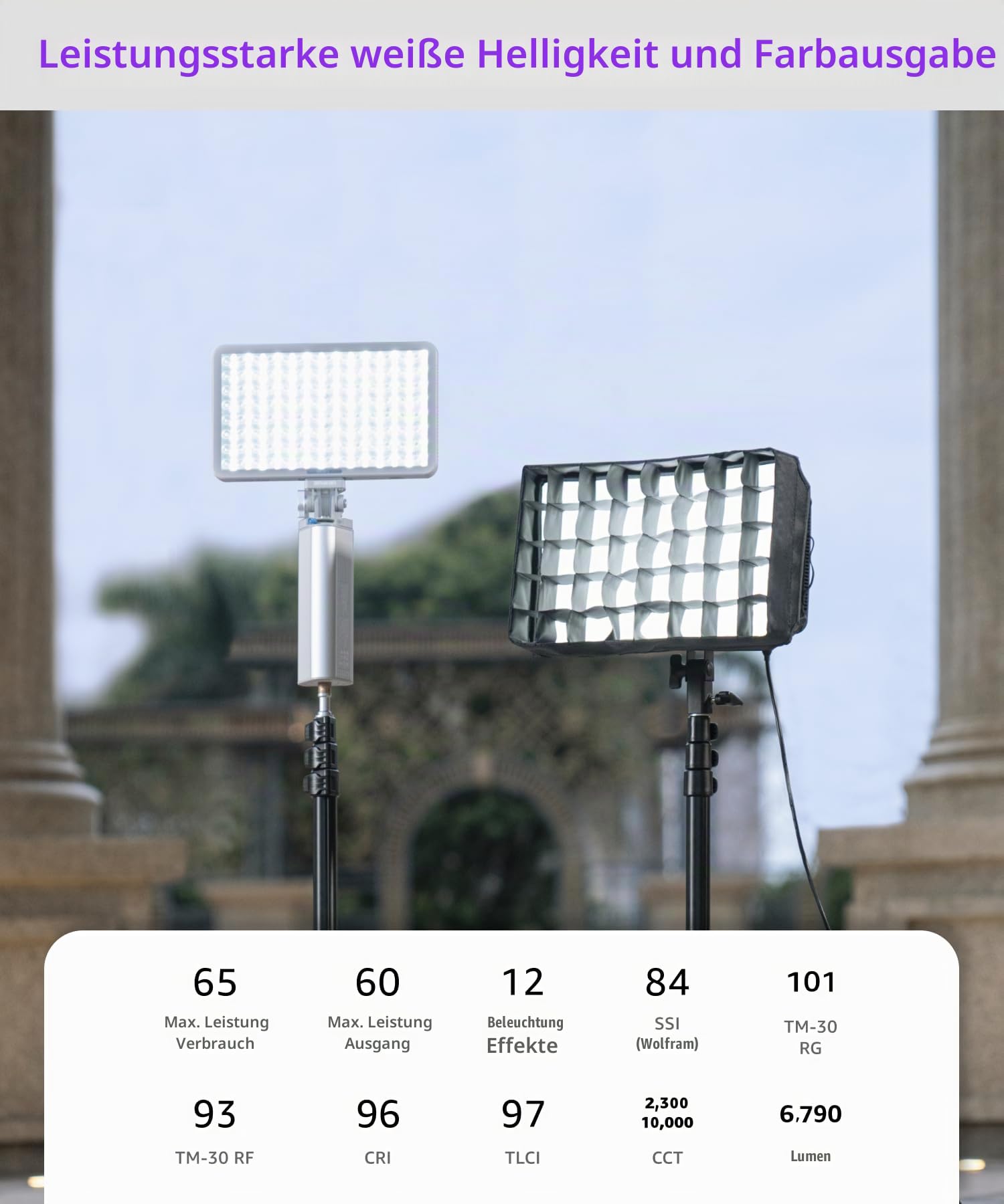 amaran Pano 60c Kit 60W RGBWW LED Panel Light 22,220 Lux | USB-C PD Power, Softbox, Grid, Diffuser, Carry Bag, Photography, Video, Full Color, White
