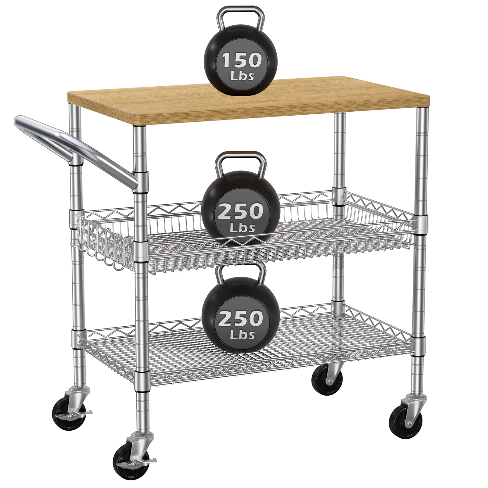 Spirich Home Kitchen Island Cart On Wheels, 3-Tier Rolling Utility Cart With Storage, Small Kitchen Island With Drop Leaf And Towel Rack For Dining Room, White - View #4