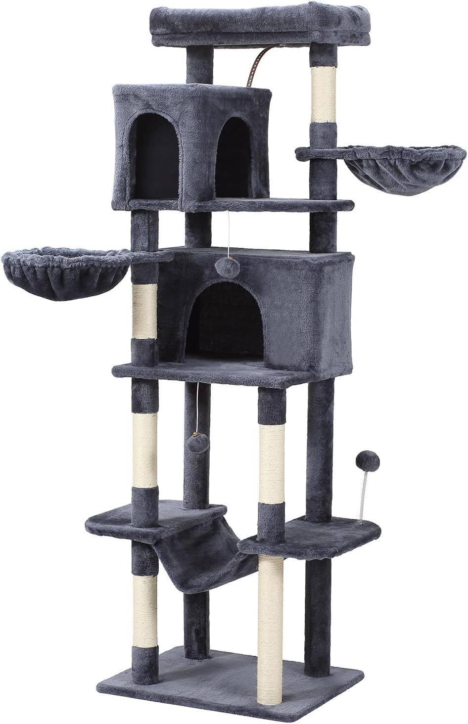 70-Inch Cat Tree,Large Cat Tree Tower with Hammock, Scratching Post, Condo and Multi-Level Cat Tower for Large Cats, Cat Activity Center Playhouse, Dark Gray LCT016