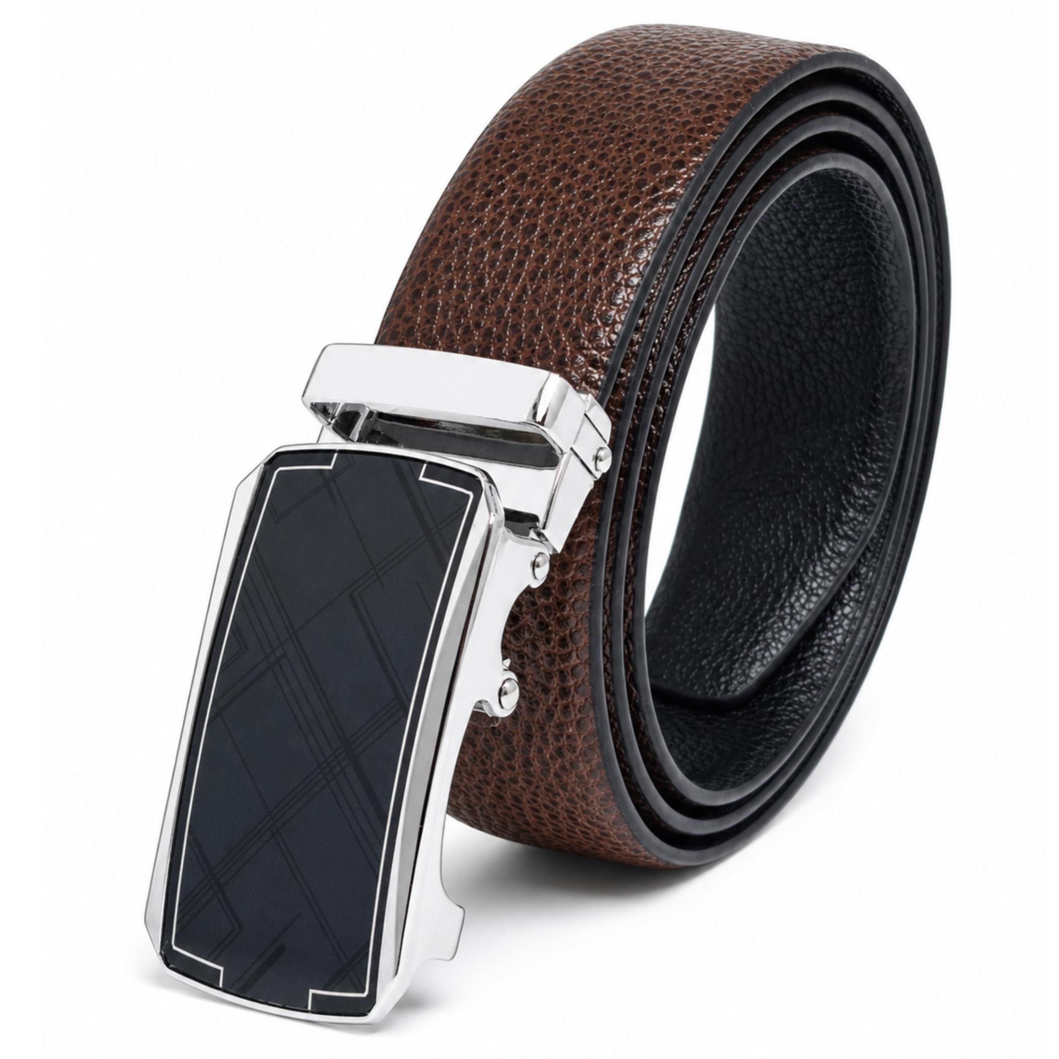 the men thing Mens Genuine Leather Belt | 2 in 1 Reversible (Brown & Black) (1 Pc.) - LUXORIC - ORLUX-picture-8