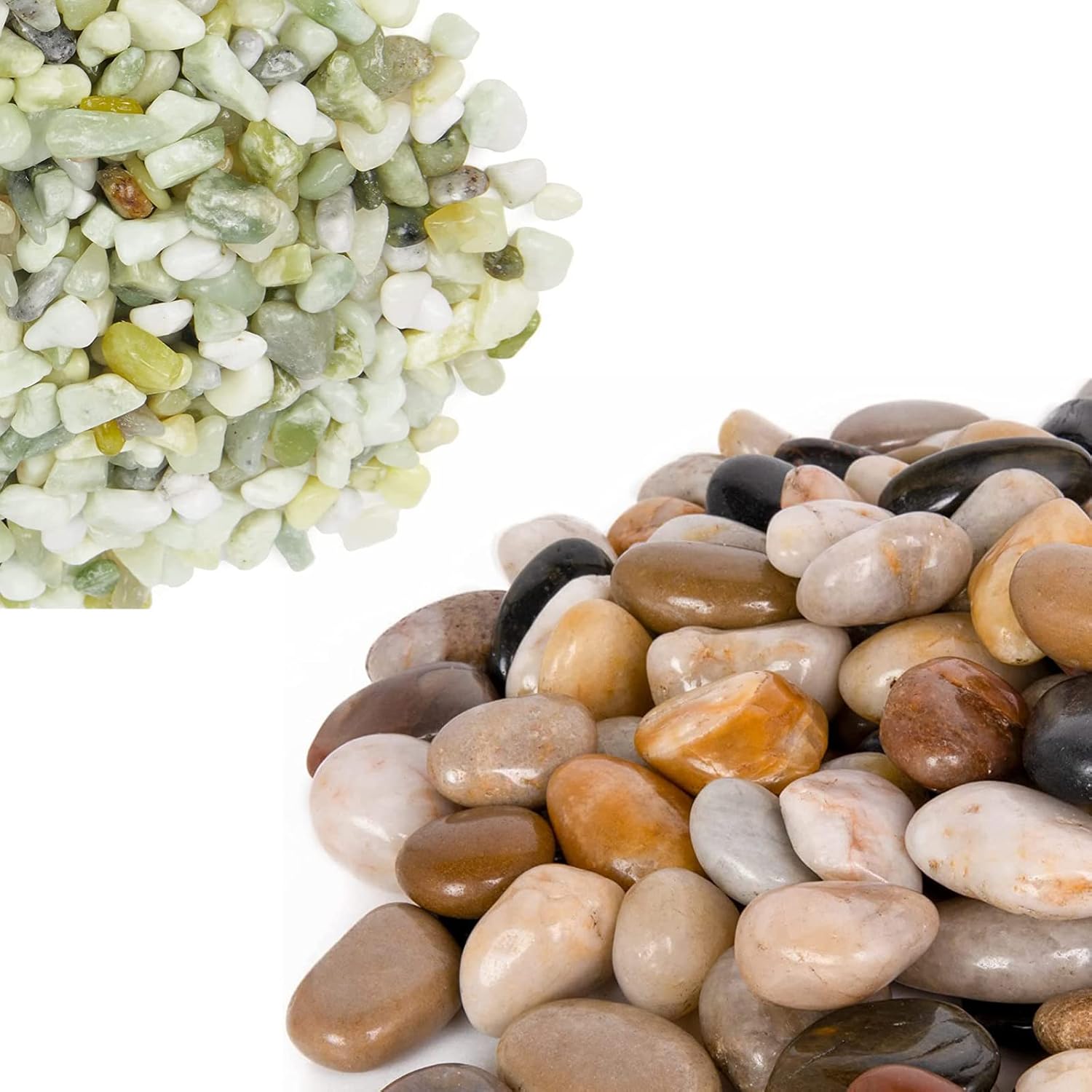 GASPRO 10 Pound Jade Pebbles and 15 Pound River Rocks for
