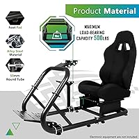 Vista 3 de Hottoby Racing Simulator Cockpit With Black Seat Fit for Logitech I Thrustmaster I FANATEC G29,G920,G923 T300 Shifter Platform Upgrade,Double Arm