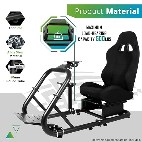 Miniatura 3 de Hottoby Racing Simulator Cockpit With Black Seat Fit for Logitech I Thrustmaster I FANATEC G29,G920,G923 T300 Shifter Platform Upgrade,Double Arm