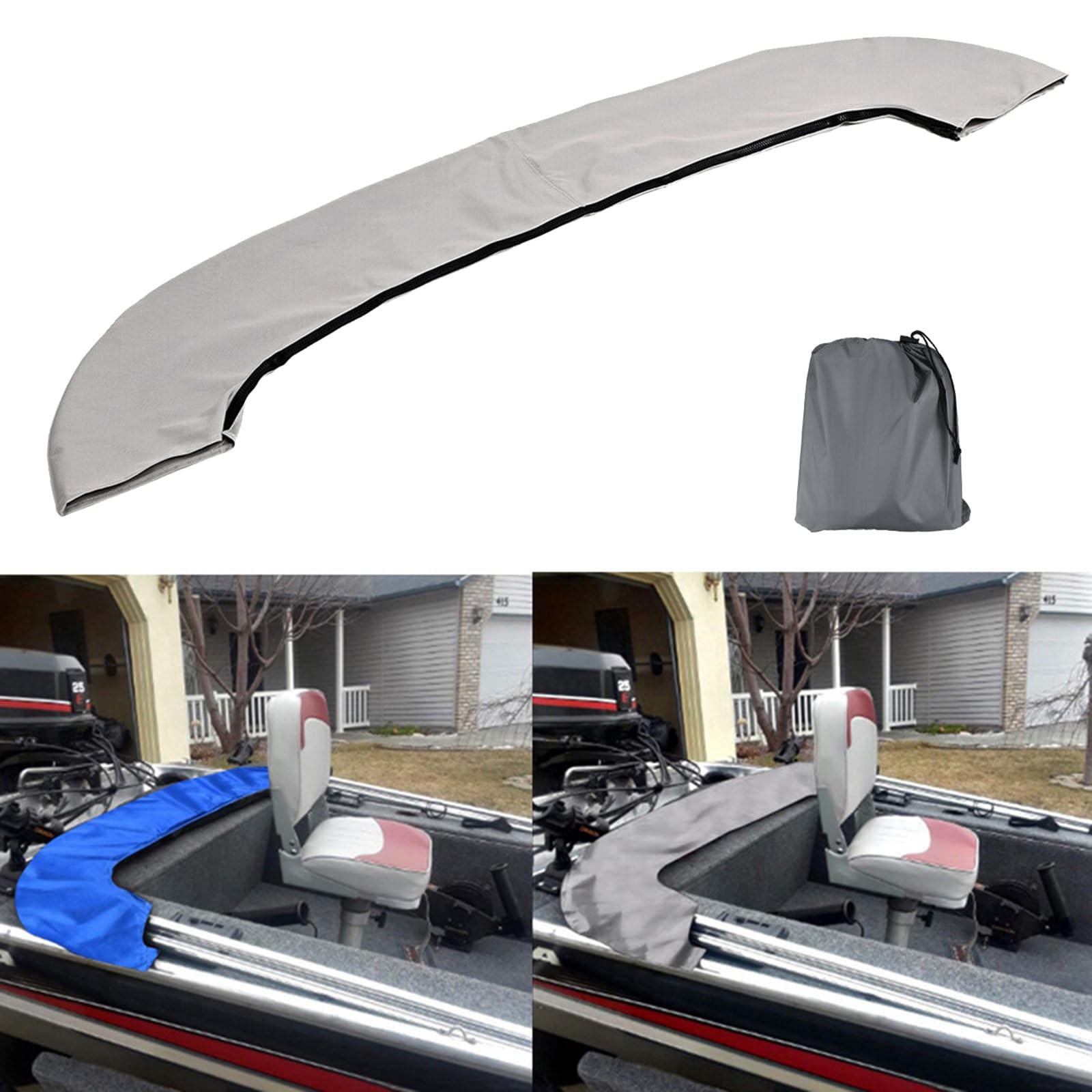 Auvent Bateau Bimini Top, Housse Bateau Imperméable Robuste en Oxford, Housse Bateau Toit Bimini Top Accessoires, Housse de Protection Empêche par UV, 3BOW 61 à 72W, 155-183cm