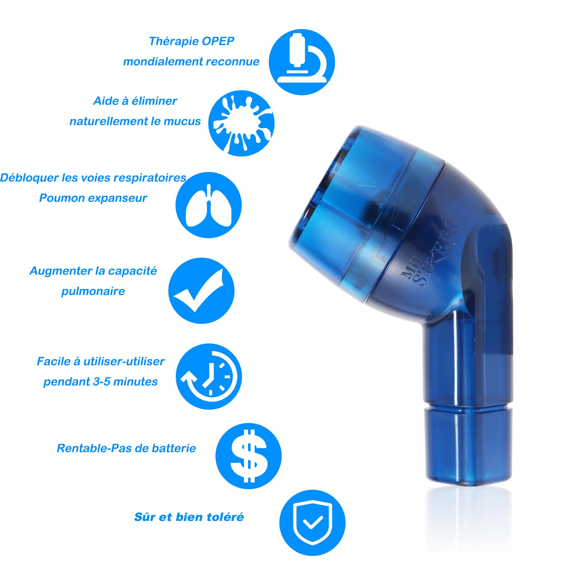 2PCS MillSTEPS Appareil d'exercice respiratoire pour Les poumons, l'expansion pulmonaire et Le Dispositif de soulagement du mu-cus (Vert)