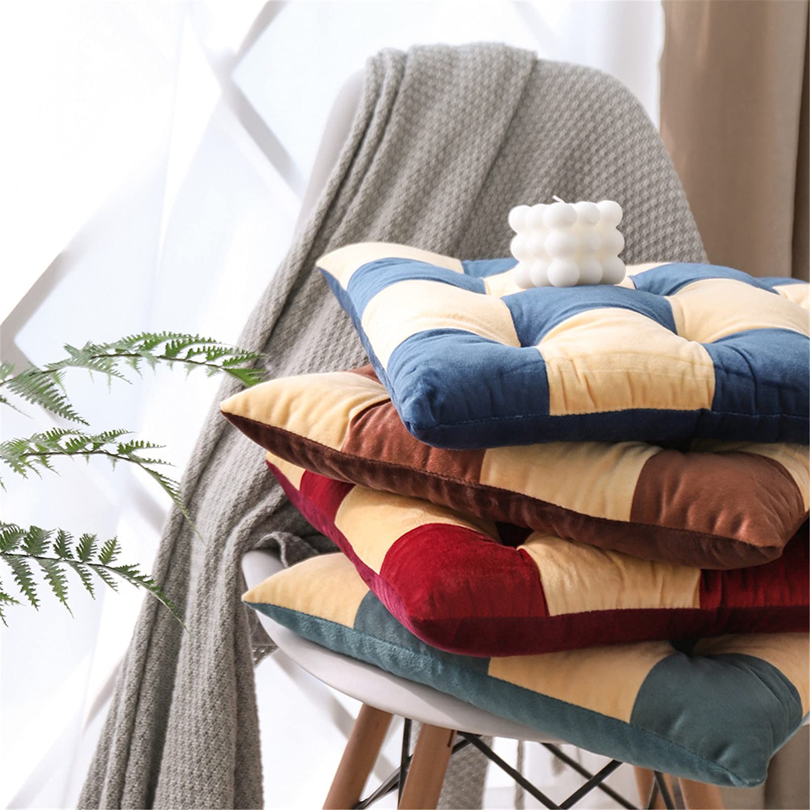 2 Coussins De Chaise De Jardin 40x40 Cm - Treillis, Sangles De Fixation - Pour Intérieur/extérieur (bleu)