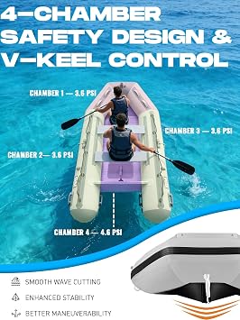 10FT Inflatable Dinghy Boat for Adults, 3-4 Person Aluminum Floor Dinghy