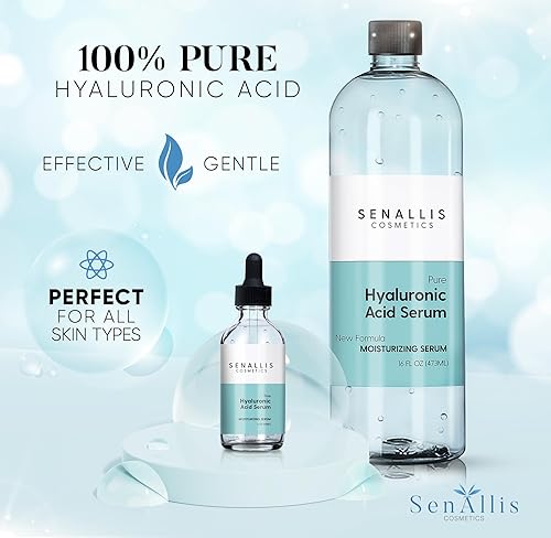 Miniatura 5 de Suero de ácido hialurónico de 16 onzas líquidas y 2 onzas líquidas hecho de ácido hialurónico puro antiedad antiarrugas hidratante ultra hidratante