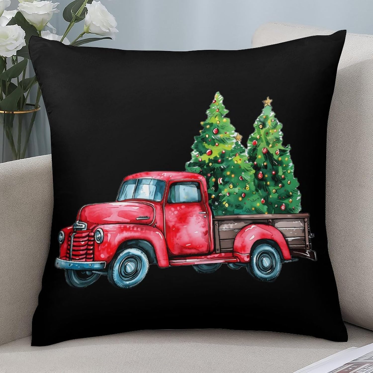 Merry Christmas Printed Throw Pillow Case 4 Pcs Soft Pillowcases Pillows Covers Sofa Bed Decor 12/14/16/17/18/20/22/24/32 Inches