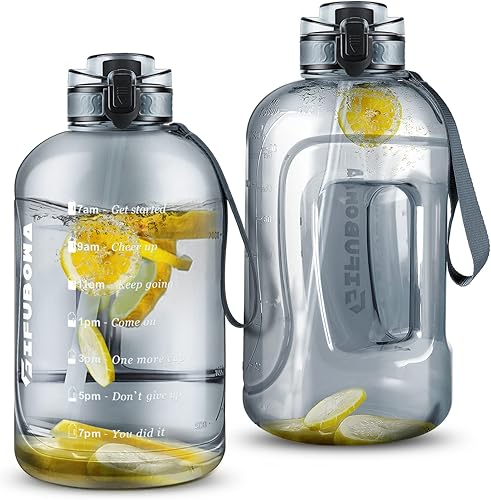 GIFUBOWA Botella de agua grande de 3 l con asa, sin BPA, a prueba de fugas, motivacional, gran capacidad deportiva, jarra de bebida