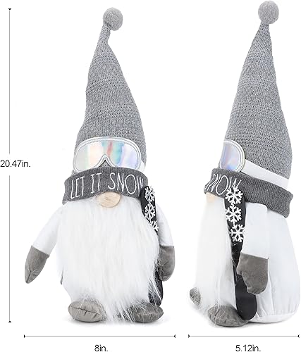 Miniatura 2 de Rae Dunn Gnomo de Navidad Let it Snow - Muñeca de peluche de 19 pulgadas con sombrero de fieltro bonitos adornos y decoraciones navideñas para