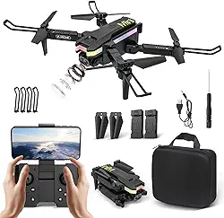 Mini Pro Drone com Câmera 4K, Controle Remoto Drones, 60 Minutos de Autonomia, Controle Remoto, 100m de Alcance Gps Profissional Drone Fpv, 2 Baterias 3.7V 1800mAh, Ângulo Ultra Grande 110° (XT8)