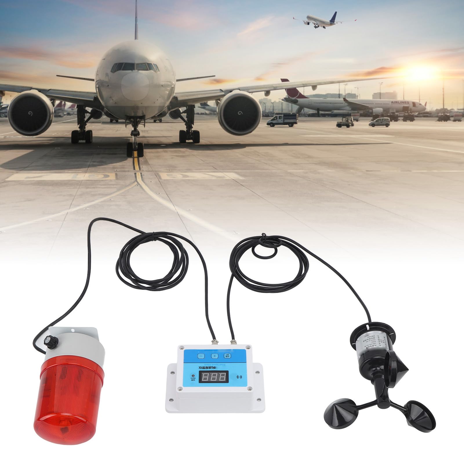 Tower Crane Anemometer, Anemometer Alarm Wall Mount with Alert Light for Construction Site