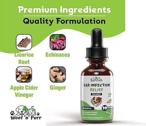 Miniatura 4 de Woof 'n' Purr Limpiador natural de oídos para perros y tratamiento de infecciones para perros, gotas para picazón, irritación y enrojecimiento