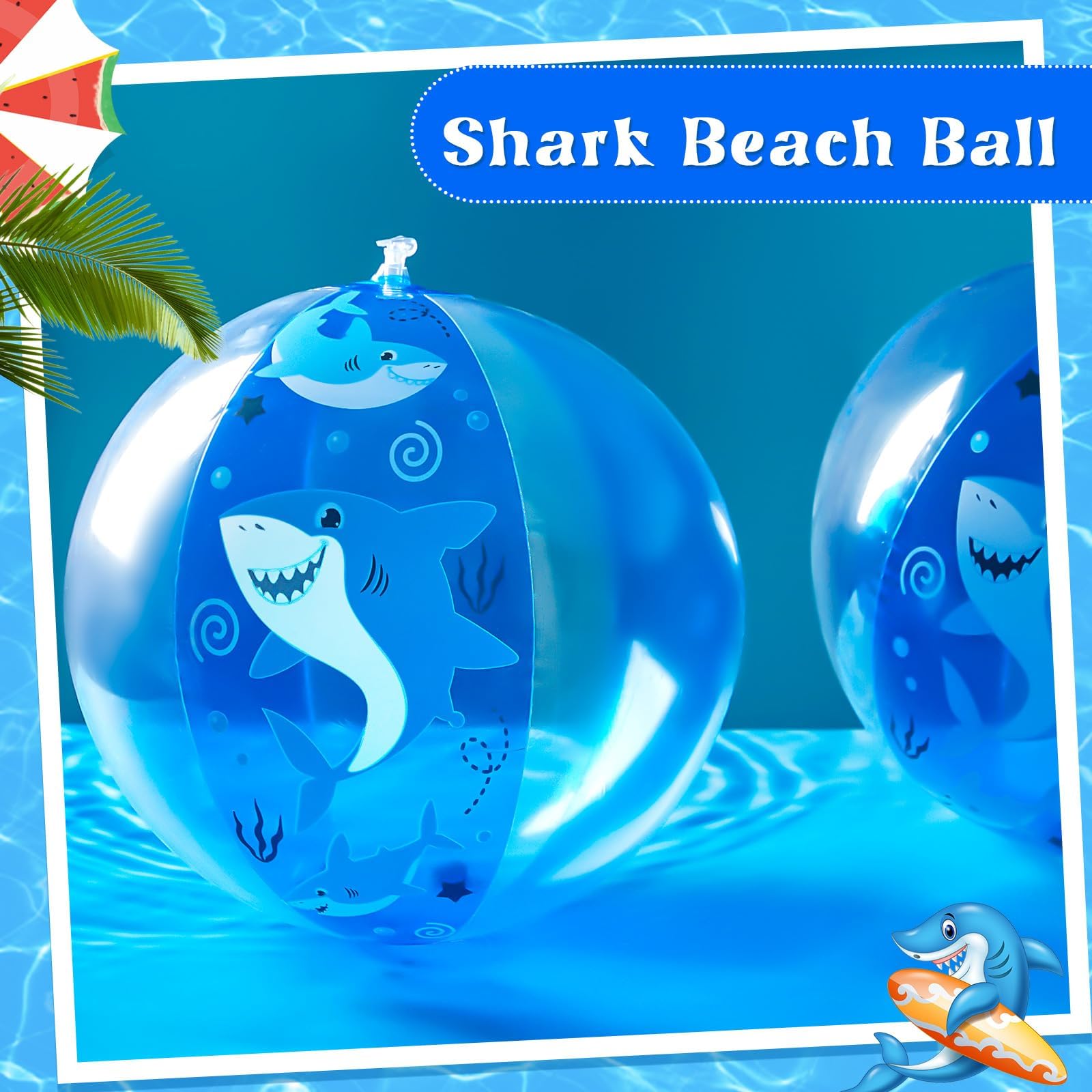 Jexine 24 Pcs Inflatable Beach Balls for Kids Beach Balls for Summer Pool Games Kids Birthday Pool Party Supplies(11 Inch, Shark)